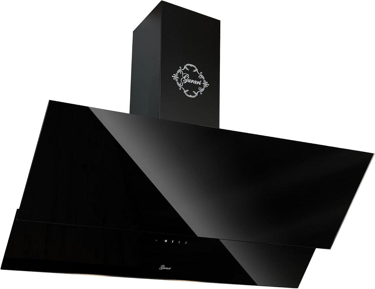 Gurari Okap kuchenny, 80 cm, 55 dB – Czarny / Srebrny, oświetlenie LED, Okap próżniowy, 1000 m3 / h – klasa energetyczna A, przechył