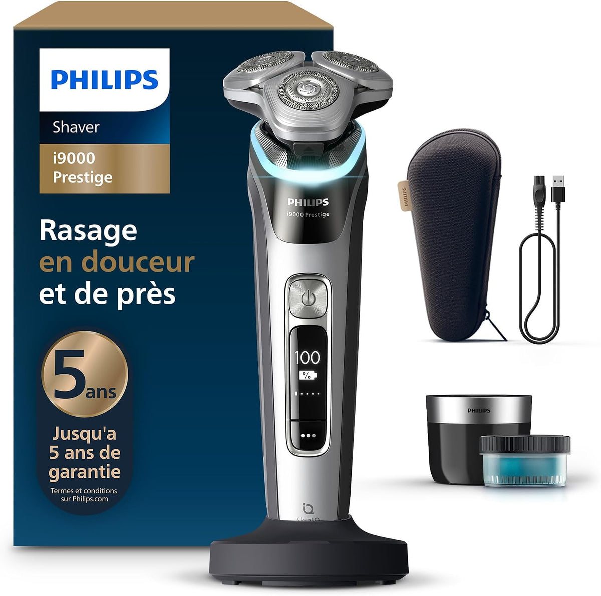 PHILIPS Ostrokrzew paragwajski, XP9205, 0.00 mm – Czarny, i9000 XP9205 / 30 Golarka, płyta IPS, sucha i mokra golarka elektryczna XP9205/30