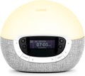 Lumie Budziki świetlne, Żółty/Szary, oświetlenie LED – Bodyclock Shine 300, budzik świetlny z radiem, 15 dźwięków i zachód słońca