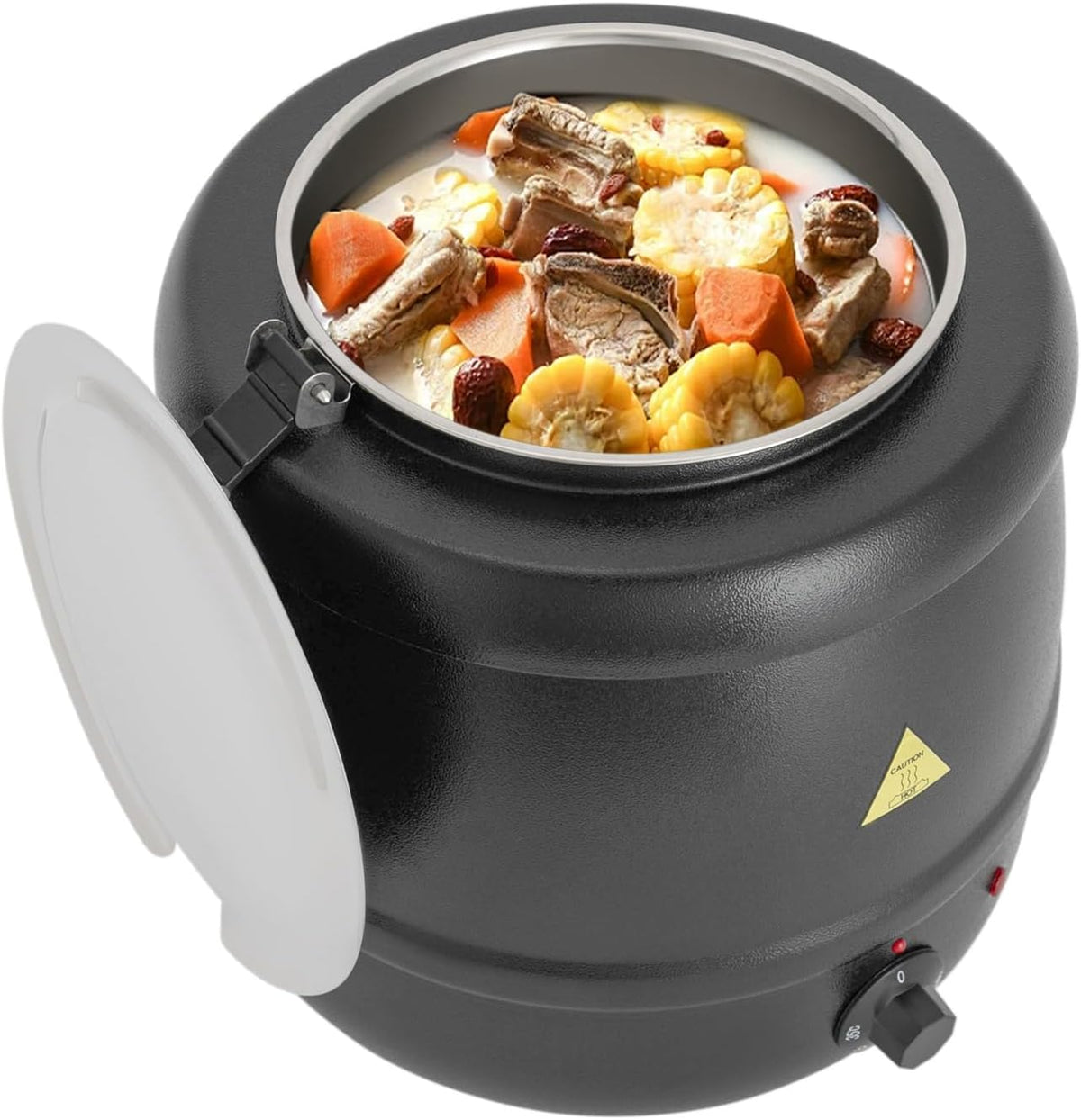 Garnki do zup HUOMMGS – 10 l, 400 W, 35 x 38 cm, Czarny – stal nierdzewna, Elektryczny garnek do zupy 10 l, z zakresem regulacji temperatury 35-80°C