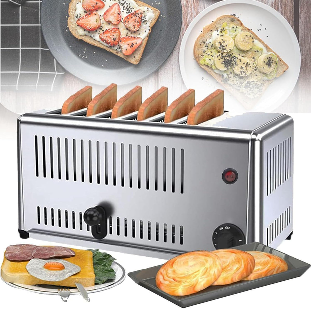 Grill HTTGDGDH, Srebrny, stal nierdzewna – Chleb, maszyna do pieczenia, minutnik, profesjonalny – restauracja