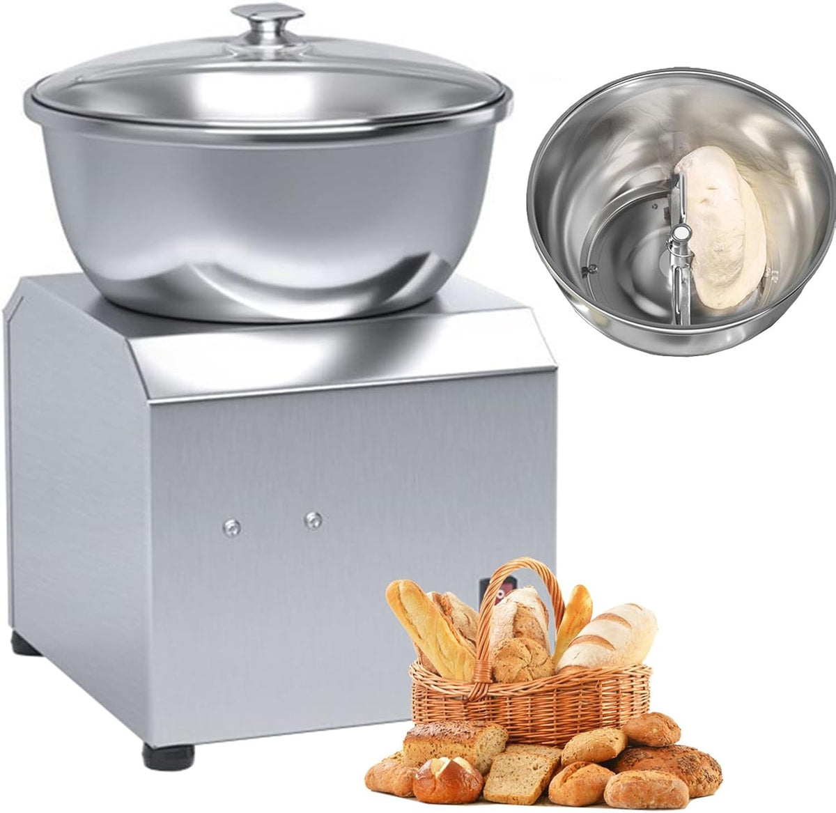 Maszyny do chleba Générique, 8 kg – 29 cm, Srebrny, stal nierdzewna, automatyczne wyłączanie – Piekarnik 3 / 5 / 8 kg, maszyna do wyrobu chleba