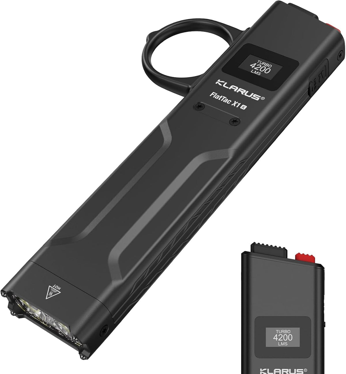 Latarki ręczne klarus, X1K, 14,5 mm – 125 g, 5 V, Czarny, aluminium – oświetlenie LED, USB, FlatTac X1K Ultra Slim Latarka taktyczna, 4200 lumenów