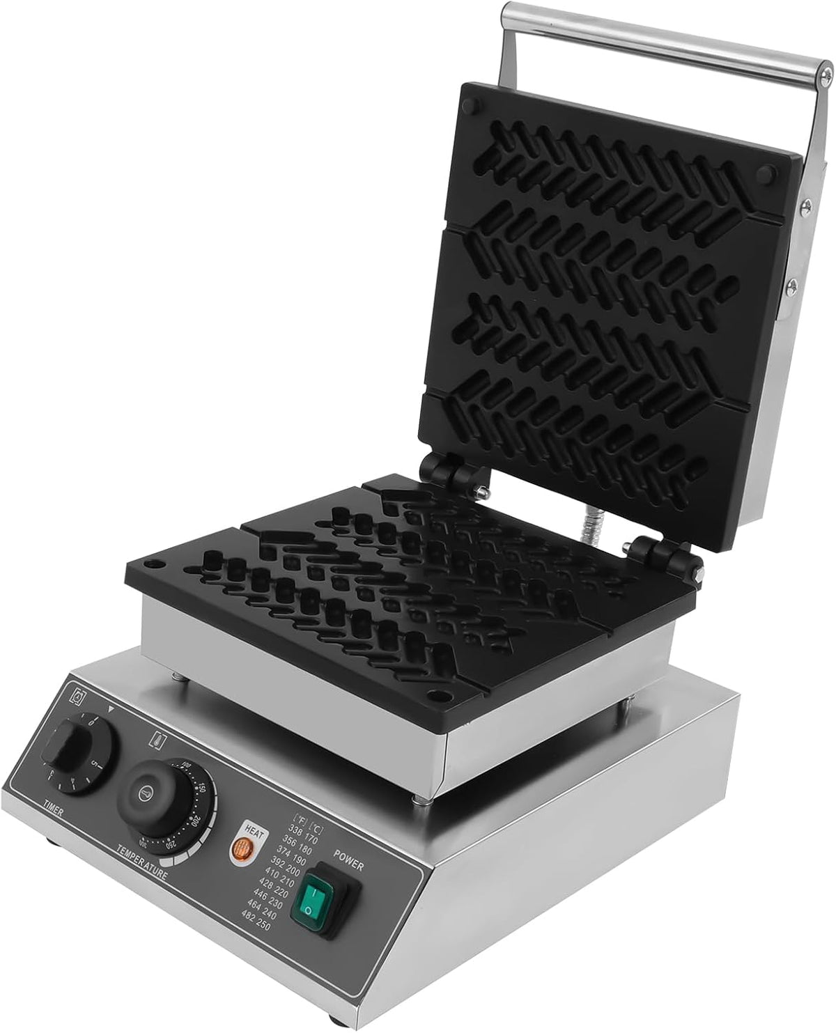 Royyalpa Gofrownica i opiekacz, 220 V, 7 kW – 30 x 36 x 24 cm, Srebrny, stal nierdzewna, gofrownica / opiekacz – przeciwkijowa