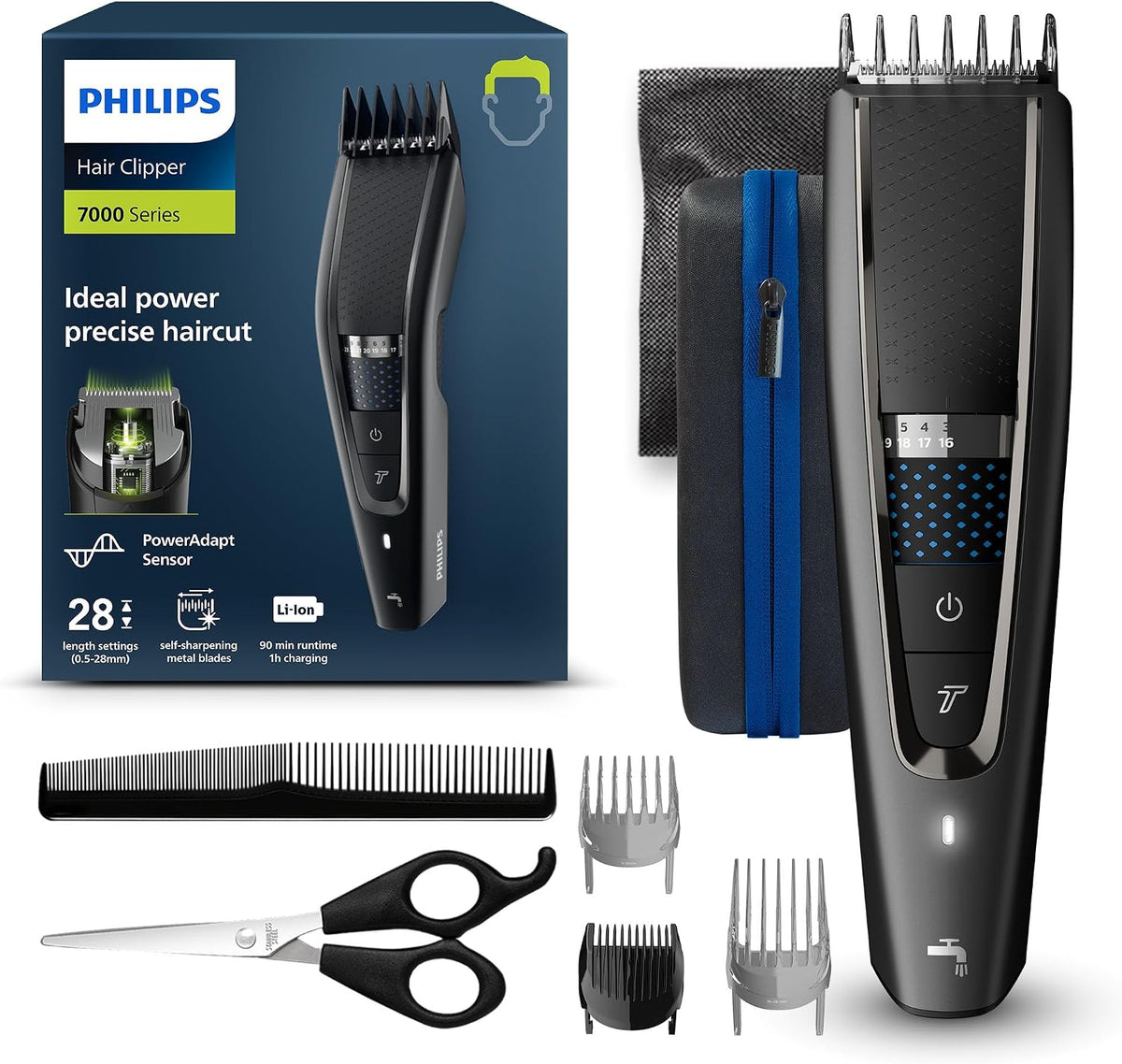 PHILIPS Maszynki do strzyżenia, HC7650, Czarny – maszynka do strzyżenia, HC7650 / 15 Series 7000 Waslable multi-use kosiarka, model HC7650/15