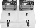 banborba Frytkownica – 6 l, 220 V, 2,5 kW, Srebrny – podwójny zbiornik, kosze bezpieczeństwa i termostat, 2 x 6 l