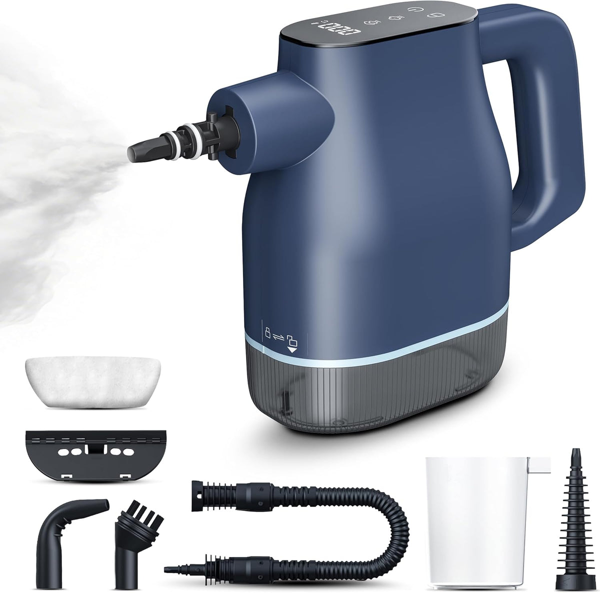Samako Myjka parowa, 1350 W – 400 ml, Czarny, Czyszczenie parowe 15, dotyk – zamek, duży zbiornik, korzystanie z podłogi