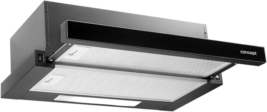 Concept Okap kuchenny, OPV3560 – 60 cm, Czarny, metal, oświetlenie LED – Koncepcja OPV3560, Recessable