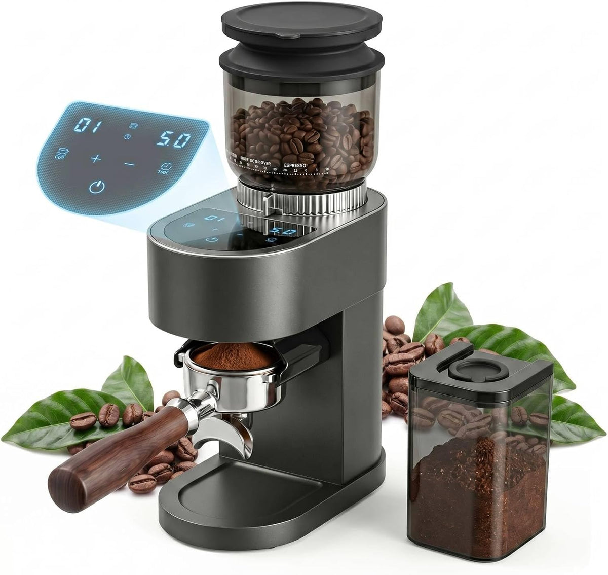 Ekspres do kawy Bostar, 250 g – Czarny, oświetlenie LED, 12 kubków, dotyk – duży zbiornik, profesjonalny, cichy