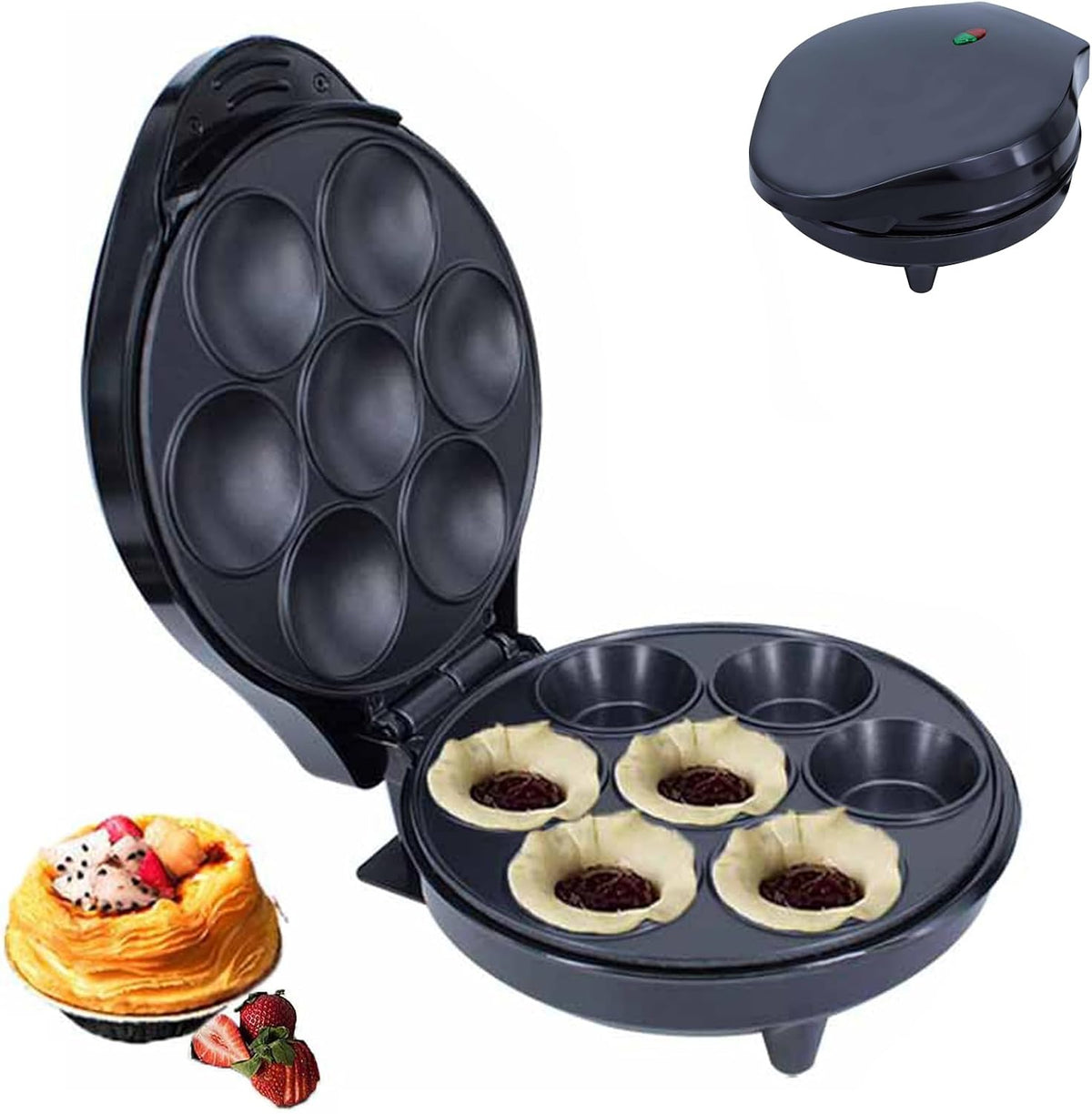 Grzejnik elektryczny – 1200 W, 16 cm, Czarny, oświetlenie LED – grzejnik, Cake-Maszyna, Mini elektryczne tarty i ekspres do kawy