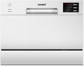 Zmywarka COMFEE', TD602E-W, 250 mm – Biały, oświetlenie LED, COMFEè Kompaktowa stołowa TD602E-W Mini z 6 kocami, 6 programami – wyświetlaczem LED