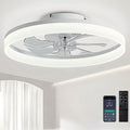 Wentylator sufitowy DWDVBL, 50 cm – Biały, oświetlenie LED, pilot zdalnego sterowania, Wentylator – dekoracja pokoju dziennego, tłumik