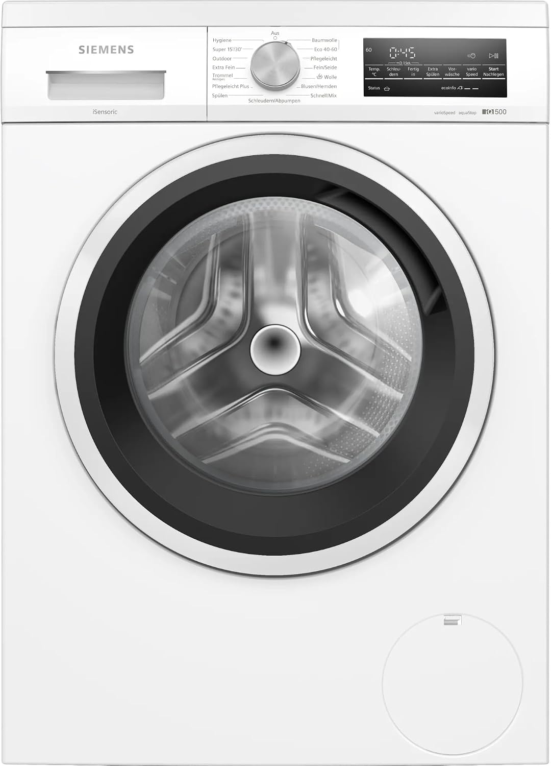 SIEMENS Pralka, WU14UT42, 9 kg, 1400 obr./min – Biały/Czarny, oświetlenie LED, iQ500, możliwość montażu pod blatem – bardzo energooszczędna i cicha