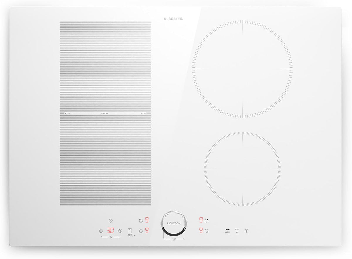 Klarstein Płyta indukcyjna, kuchenka indukcyjna – 7000 W, 72 x 52 x 60 cm, 240 V, Biały – timer, automatyczne wyłączanie