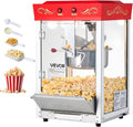 VEVOR Maszyny do popcornu, 800 W, Czerwony/Srebrny – Maszyna do popcornu z czajnikiem ze stali nierdzewnej, komercyjna maszyna do popcornu