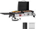 Grill Royal Gourmet, PD1305H, 000 BTU, 405 m – 4,5 kg, Srebrny/Czarny, 3 w 1, PD1305H przenośny gazowy z 3 palnikami i płytą grzewczą z pokrywką
