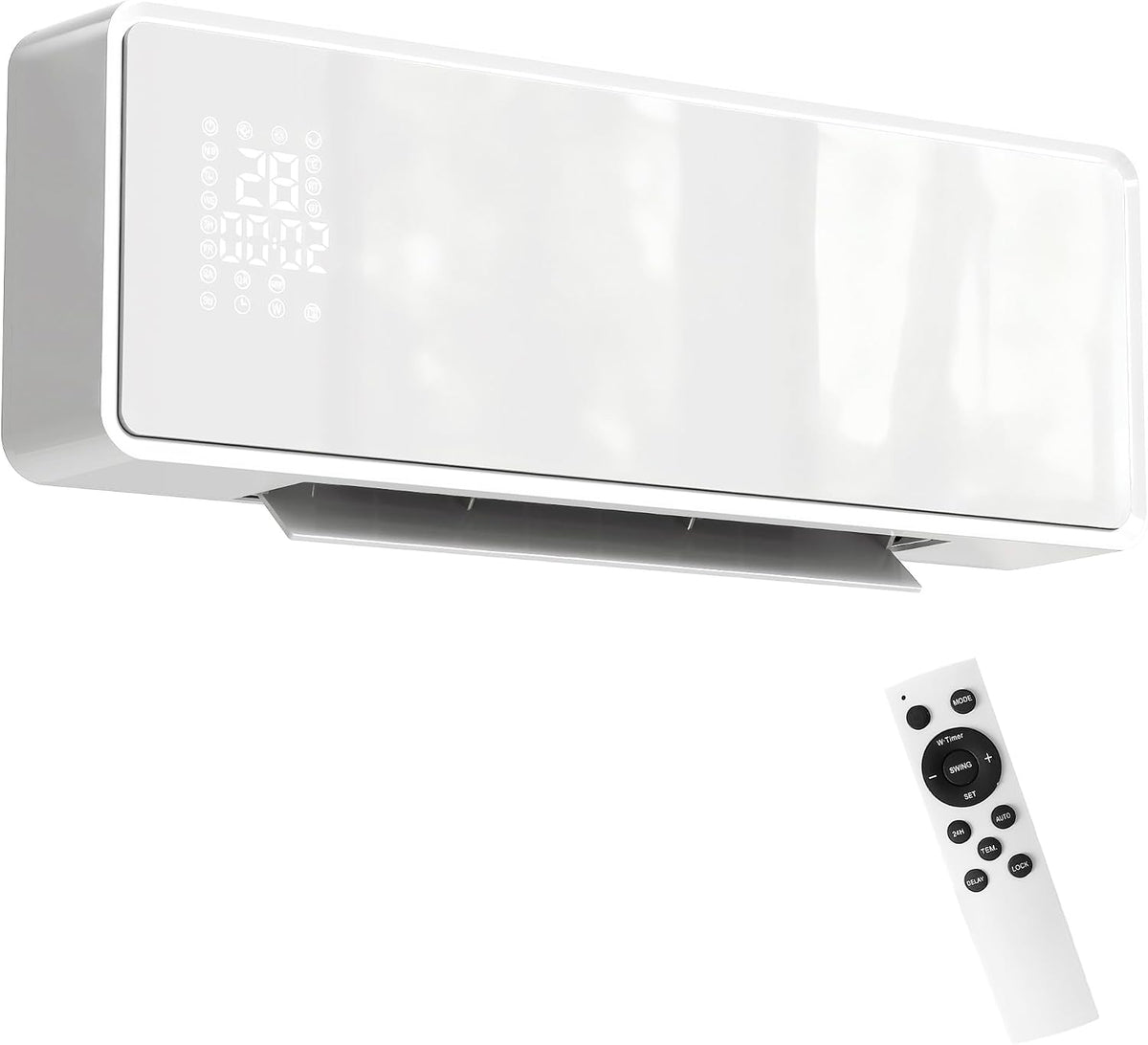 HOMCOM Grzejnik elektryczny, 2000 W – 54 l, Biały, oświetlenie LED, zabezpieczenie przed przegrzaniem – Wentylator, licznik czasowy