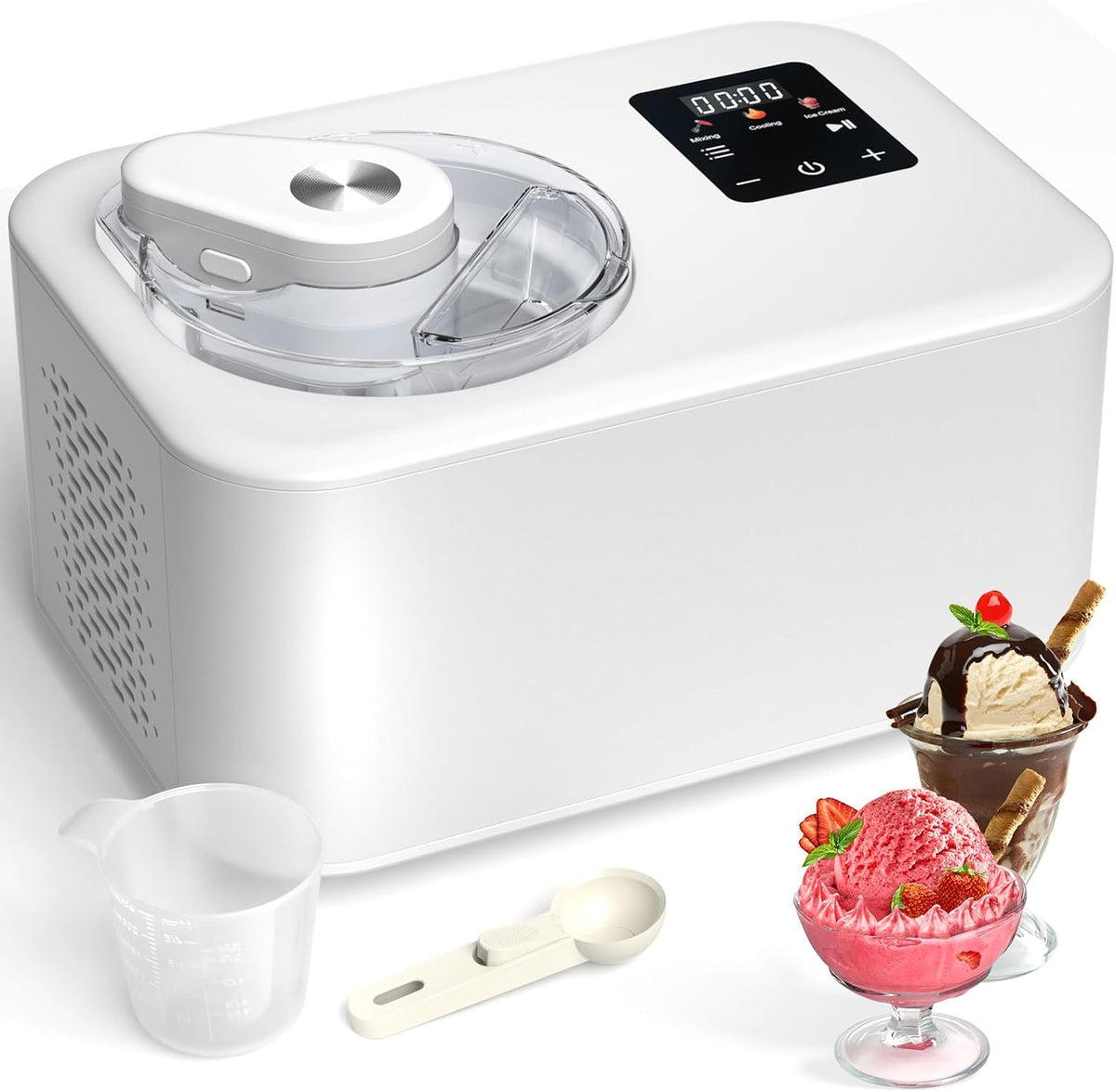 Maszynka do lodów Acmeenjoy – 2 l, 110 W, Czarny, maszyna do produkcji lodu i sorbetu – do produkcji sorbetów / Gleato / Gleato