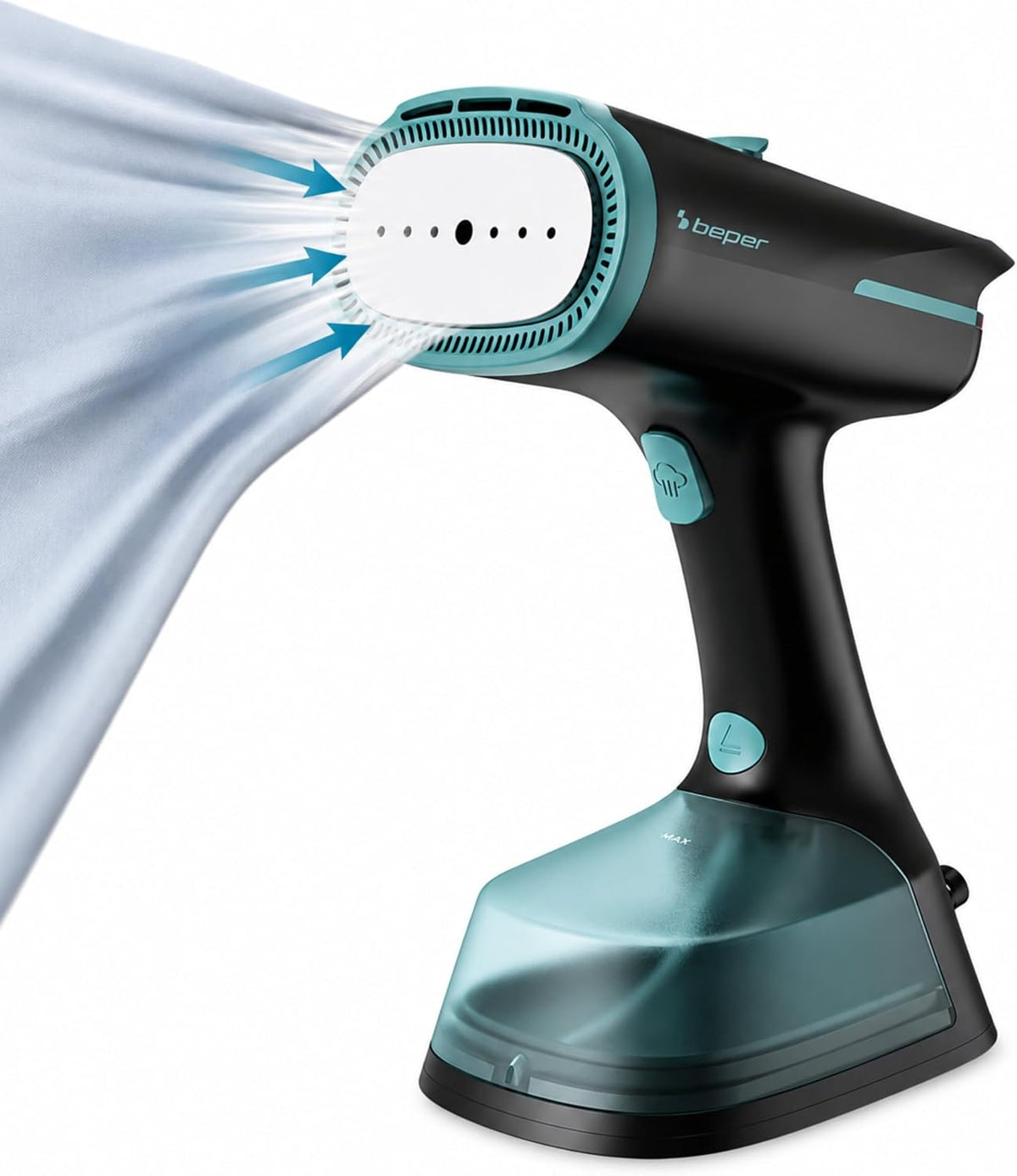 Parownice do ubrań BEPER, P204FER211, 1400 W – 270 ml, Czarny, samoczyszczenie, parownica do ubrań – Płyta P204FER211, duży zbiornik, 2 poziomów