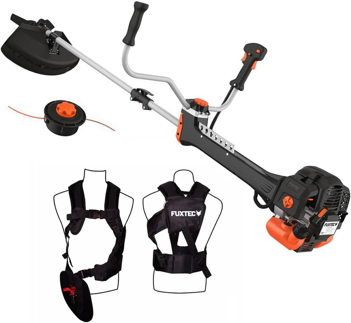 Podkaszarki i krawędziarki Fuxtec, FX-PS152, 52 cm – Czarny/Srebrny/Pomarańczowy, Profesjonalna Podkaszarka Spalinowa FX-PS152, Silnik 52 cm3