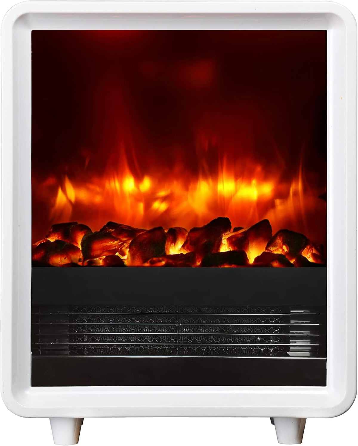 Kominek elektryczny BALDERIA, grzejnik elektryczny – 2000 W, Biały, oświetlenie LED, Elektryczny grzejnik – licznik czasu, termostat, efekt 3D