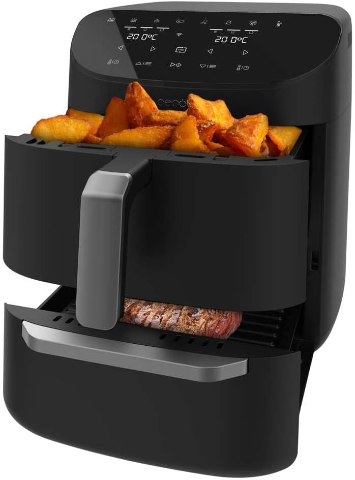 Cecotec Frytkownica beztłuszczowa, air fryer, 11 l – 1850 W, Czarny / Srebrny, Wi-Fi, funkcja grilla – 3 w 1, piekarnik elektryczny, 40 do 230°C