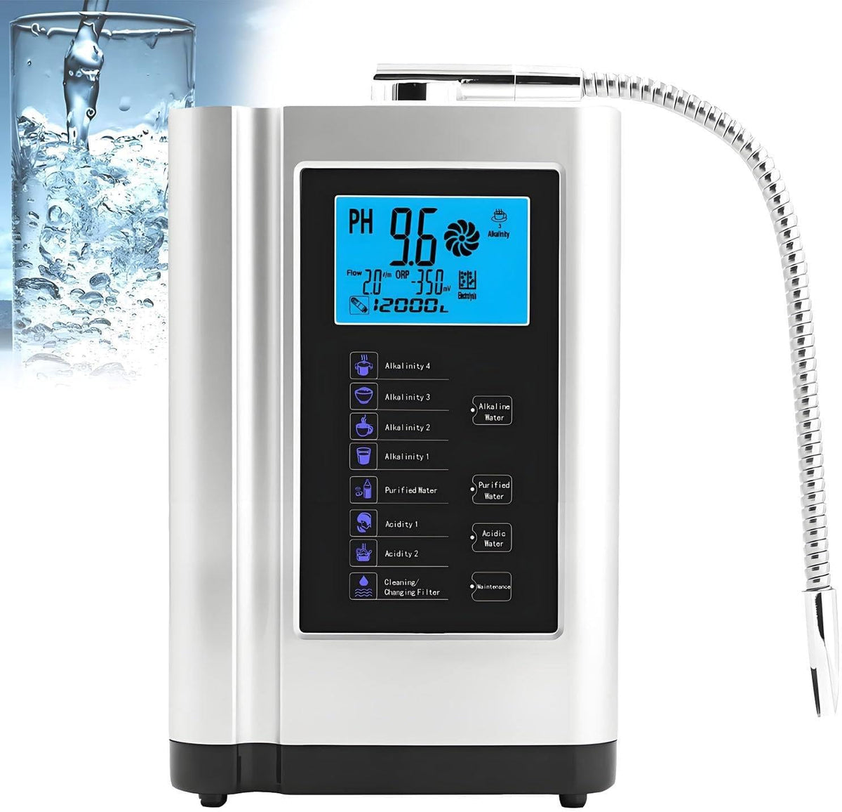 ROEFETY Filtr do wody, system filtracji wody, 240 V – 100 W, Srebrny, Jonizator wody alkalicznej, srebrny Domestic Filtration System