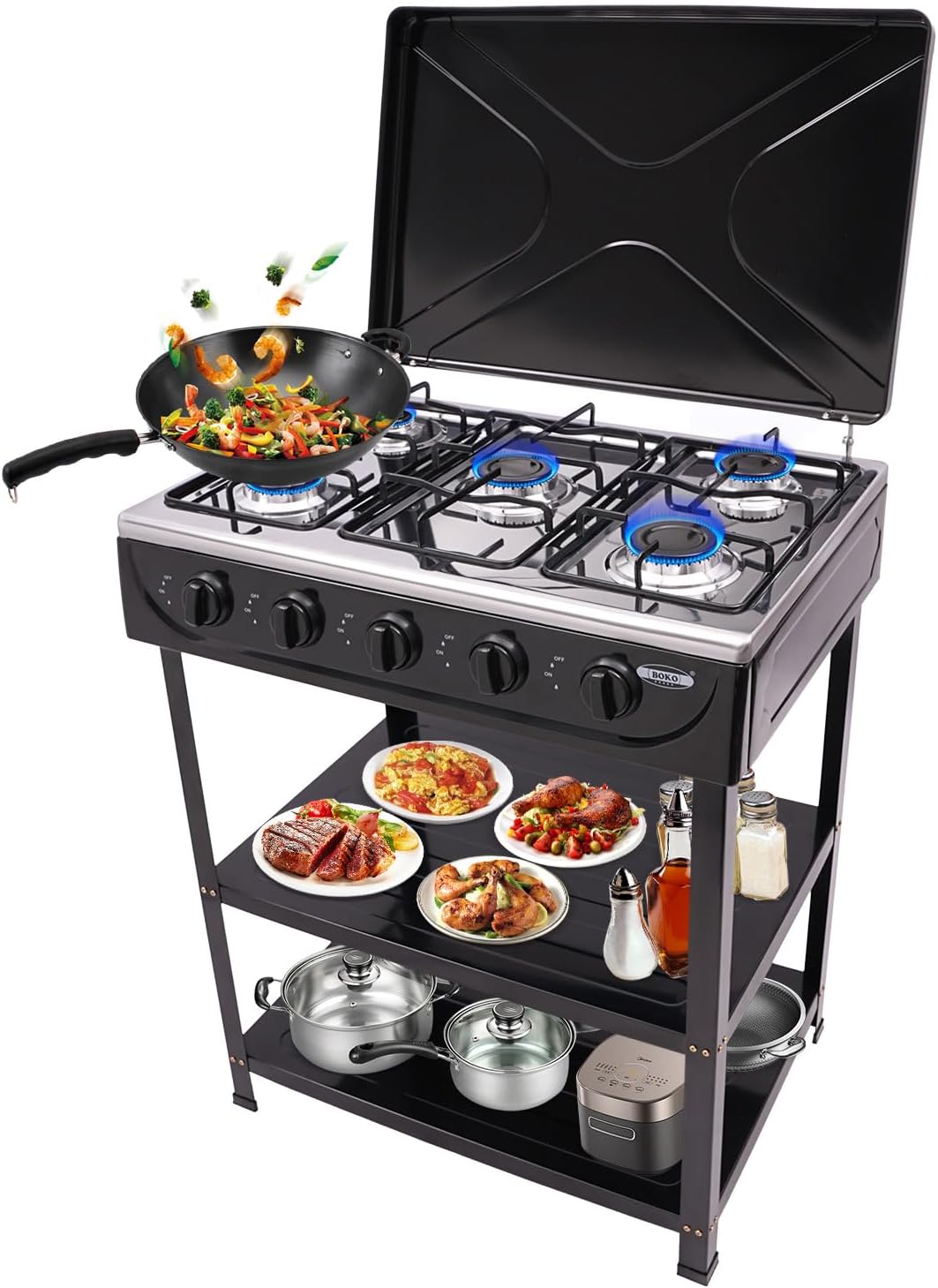 Donened Grill, 3 cm, 2,5 kW, Czarny – kuchenka turystyczna, Płyta gazowa, przenośny, kemping – piec gazowy
