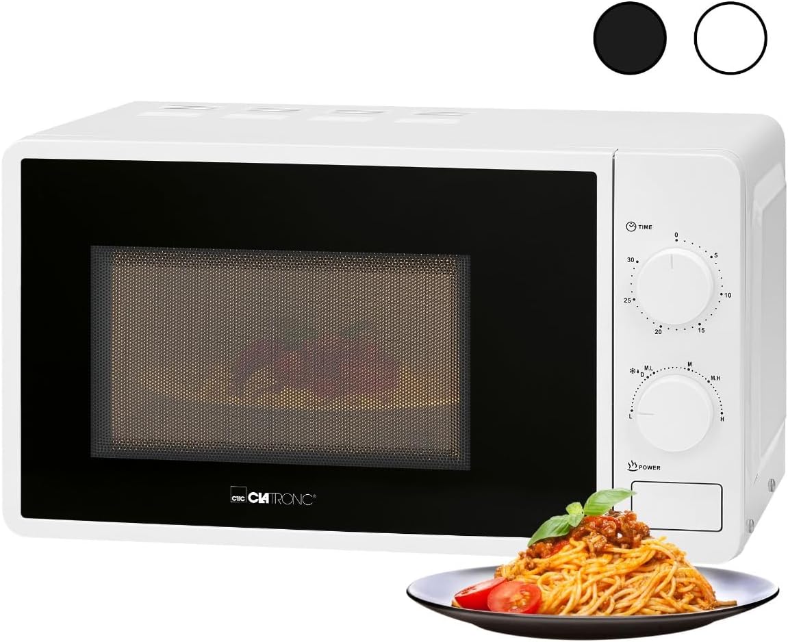 Kuchenka mikrofalowa Clatronic, 5 cm, 20 l – 700 W, Biały, z 20 litrową przestrzenią do gotowania i oświetlenie wnętrza, biała – MW 791 biały