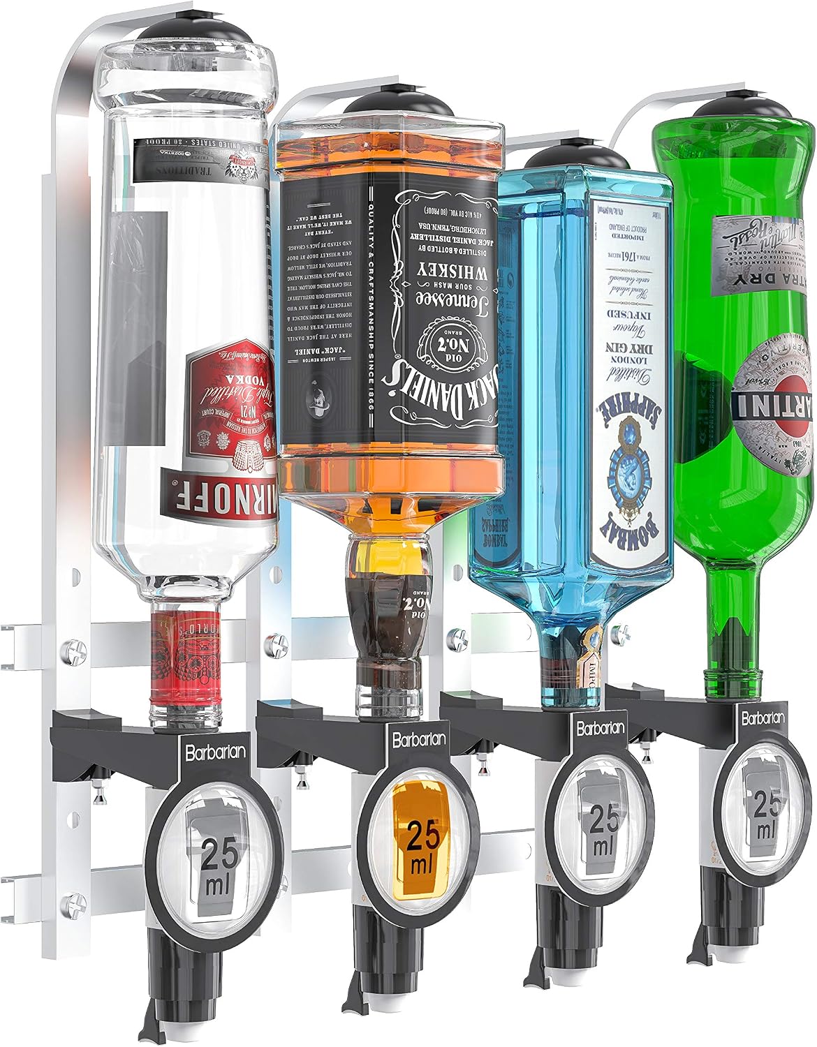 MillyAnne London Uchwyt na butelkę – Czarny, Barbarzyński 3, 6 butelek optycznych na alkohol, garaż – jaskinia