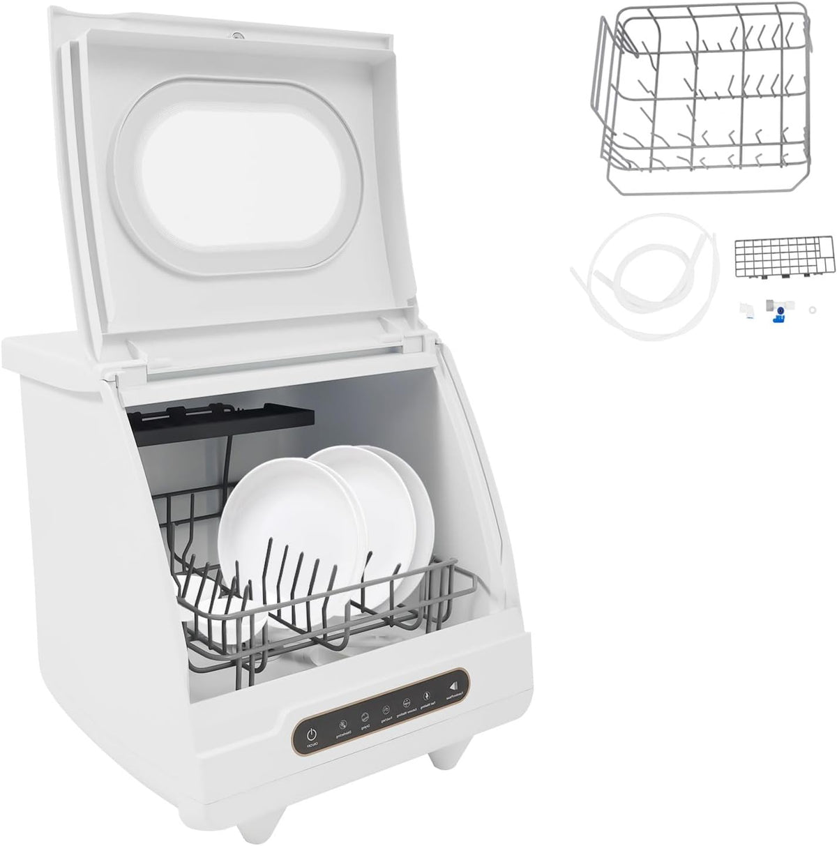 Zmywarka ACROSSPART – 5 l, 800 W, 38 cm, Biały – samoczyszczenie, wolnostojąca, 5 programów, przenośne – duży zbiornik, kemping, biuro