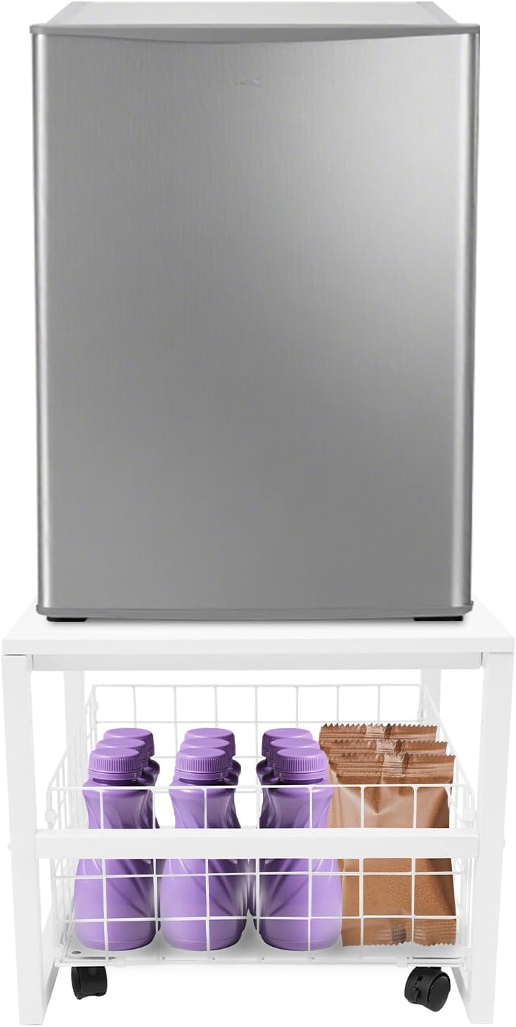 Lodówka whsiodj, 50 kg – 50 x 50 x 43 cm, Srebrny, regulowana wysokość, 50 kg nośności – 8 kół z hamulcami, żelazko, kuchnia, biuro