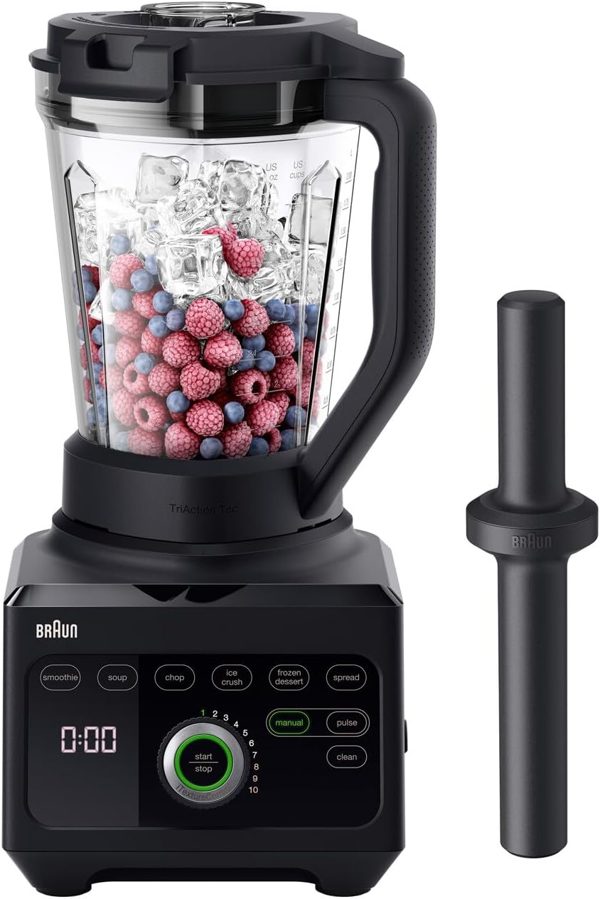 Blender Braun, JB9040BK – 1600 W, Czarny, JB9040BK TriForce Power JB 9040 z ekskluzywną trójkątną dzbanka, 10 ręcznych ustawień prędkości plus puls