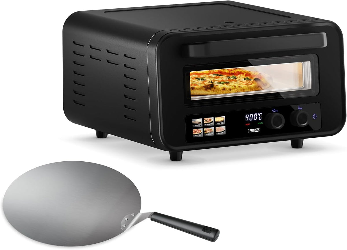 Mini piekarnik Princess, 15 l, 2100 W – 30,5 cm, Czarny / Srebrny, piec do pizzy, Księżniczka Elektryczny do pizzy – przenośne, na zewnątrz, dotyk