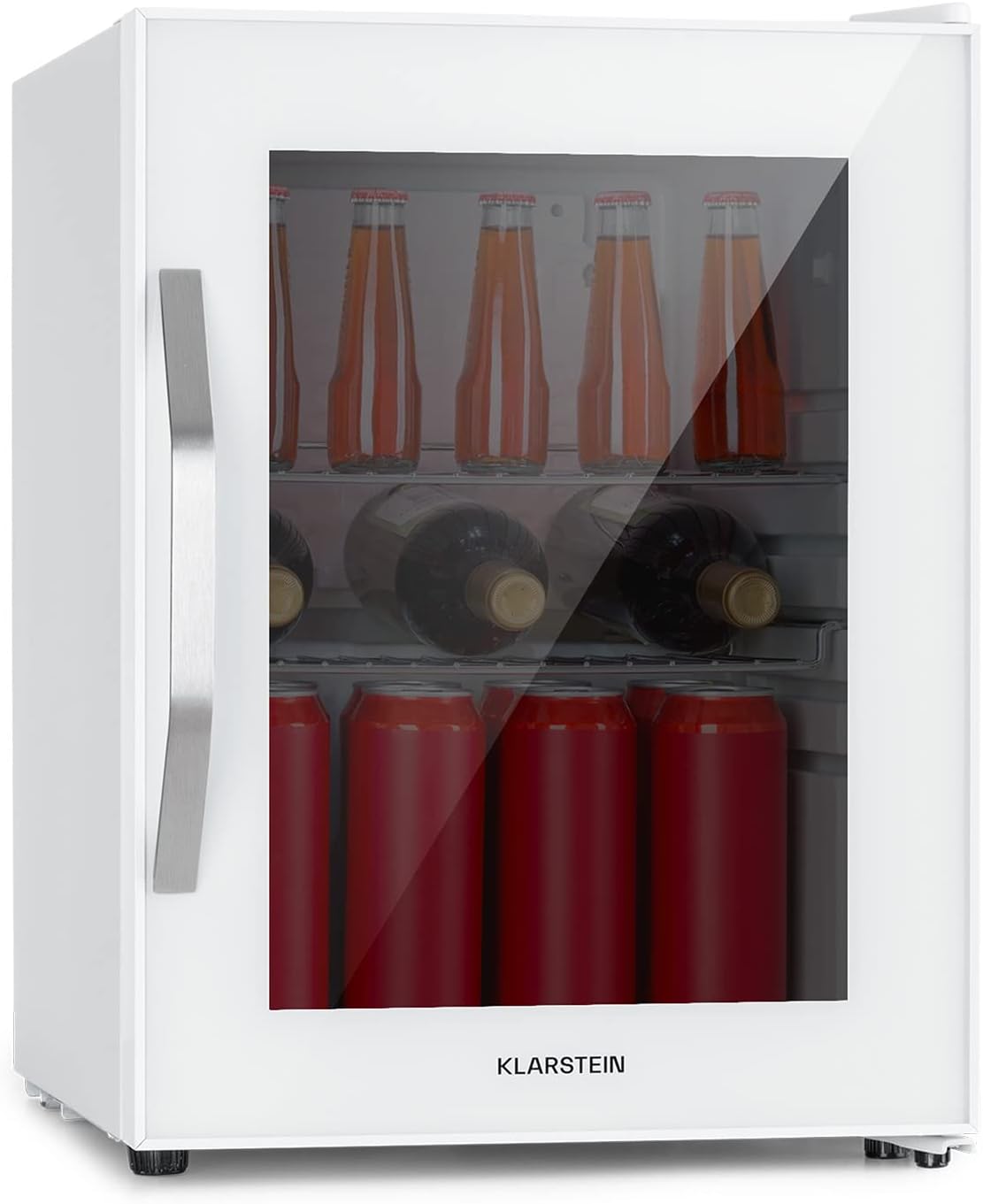 Klarstein Minilodówka, mała lodówka, 33 litry, 40,5 x 54 x 44 cm – 15,5 kg, Biały, oświetlenie LED, Mini lodówka ze szklanymi drzwiczkami – do pokoju