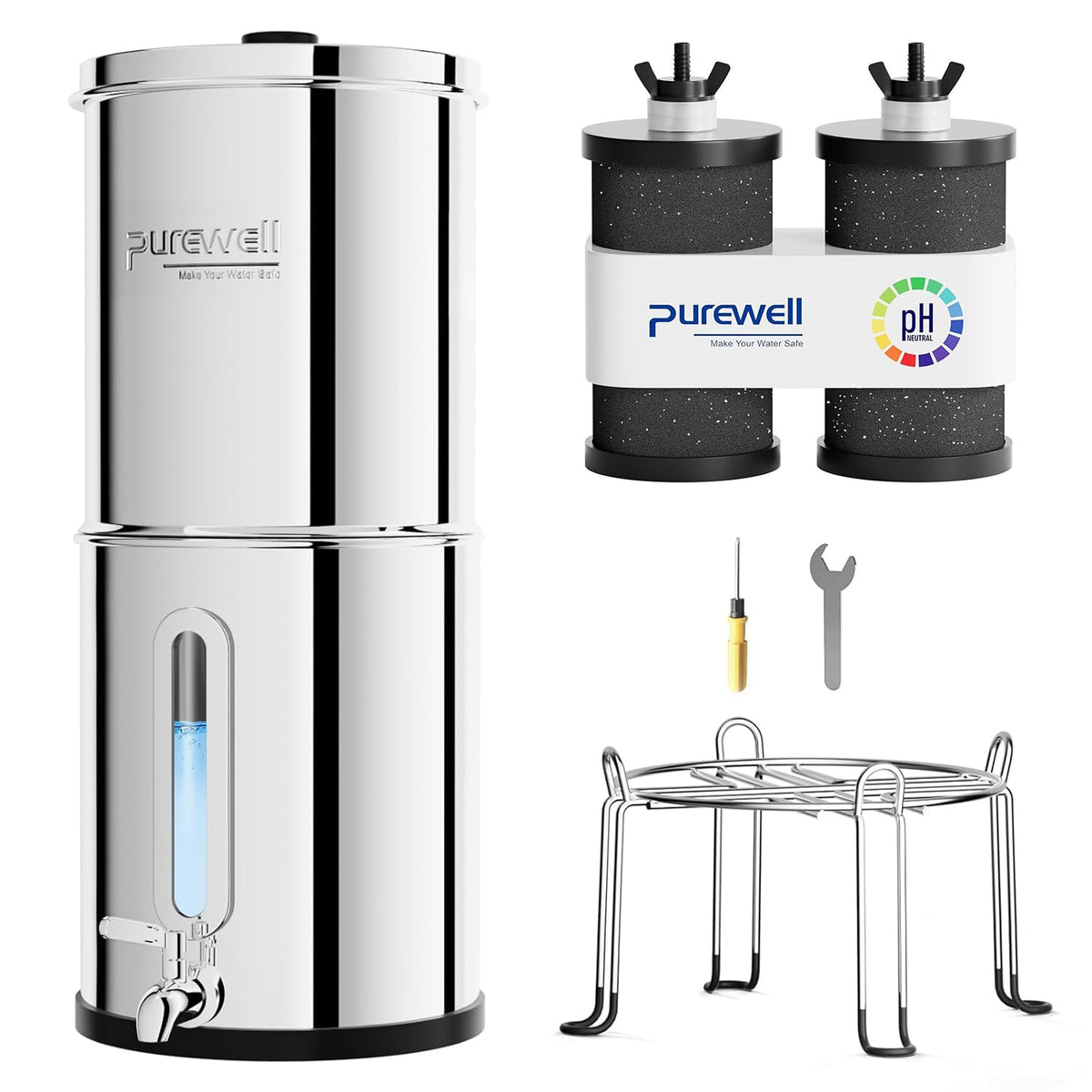 Filtr do wody Purewell, system filtracji wody – 8.5 l, Biały, Kuchnia Skancer, Filtr wody przez grawitację 8.5 l