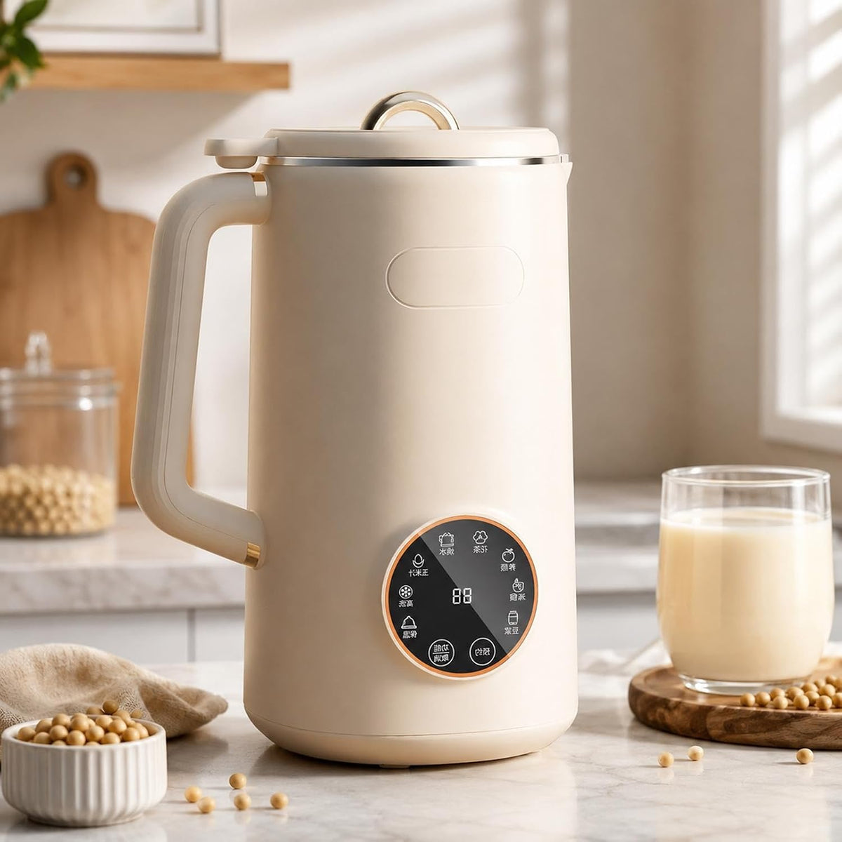 Générique Blender, 1000 ml – 600 W, Srebrny, stal nierdzewna, kielichowy – 8 w1 Maszyna do mleka, Maszyna do mleka roślinnego i mleka orzechowego