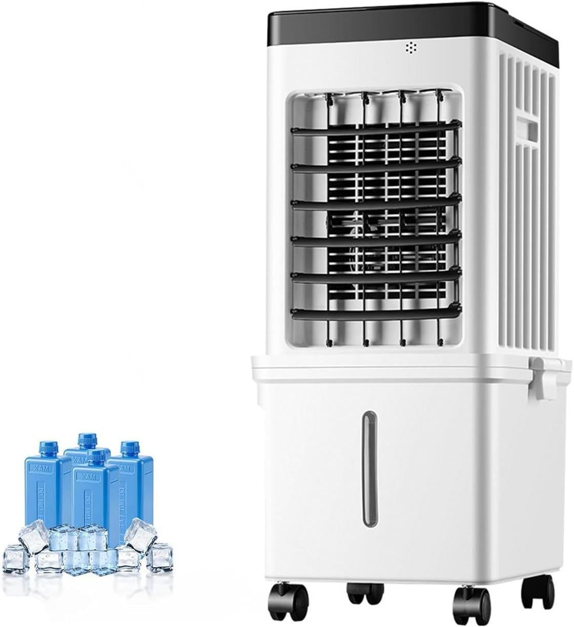 Klimatyzator Hazomeu, 15 l, 23 x 27 x 60 cm – 220 V, Biały, koła jezdne, duży zbiornik