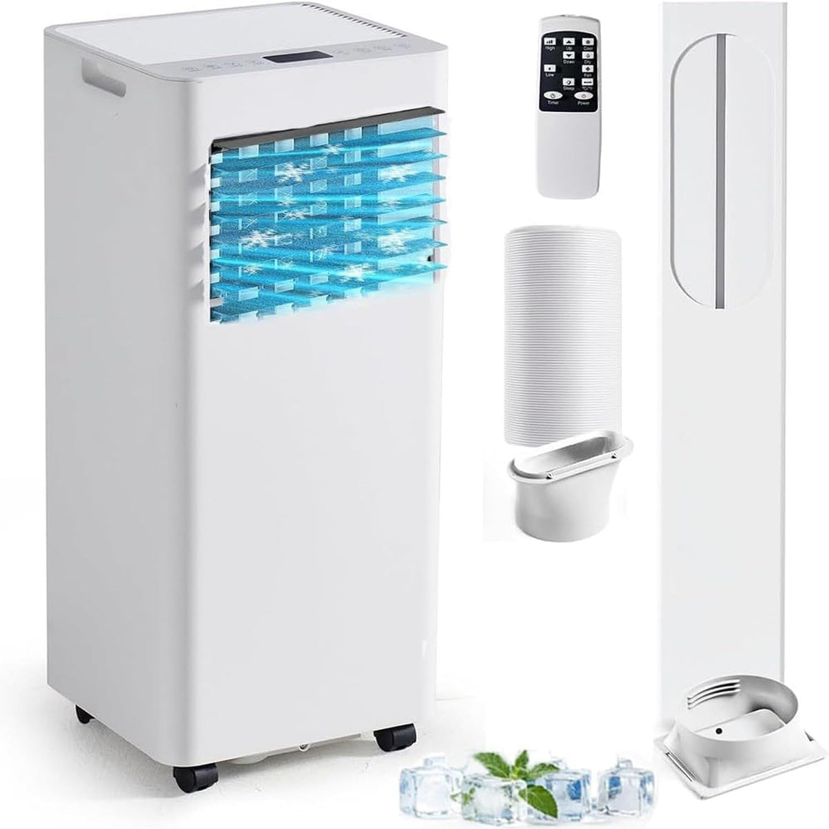 ZJHHRZ Klimatyzator przenośny, klimatyzator mobilny, 9000 Btu, 3 W – 42 m, Czarny, oświetlenie LED, 3 w 1 – 24- godzinna Klimatyzator, licznik